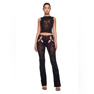 AMINA BLACK BURNOUT TOP & PANT (SET)
